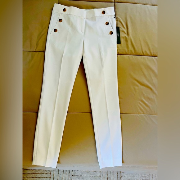 LOFT Pants - Loft Sailor Skinny Ankle White Pants